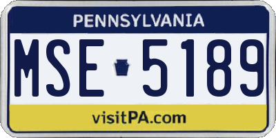 PA license plate MSE5189