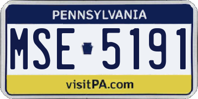 PA license plate MSE5191