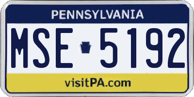 PA license plate MSE5192