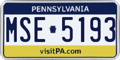 PA license plate MSE5193