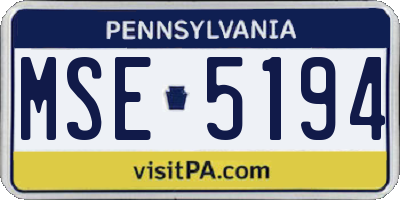PA license plate MSE5194