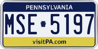 PA license plate MSE5197