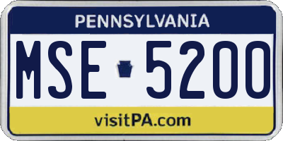 PA license plate MSE5200