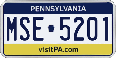 PA license plate MSE5201