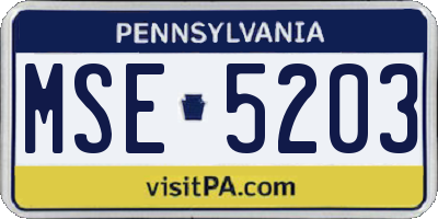 PA license plate MSE5203