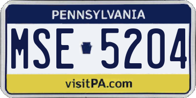 PA license plate MSE5204