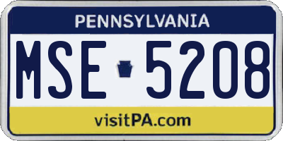PA license plate MSE5208
