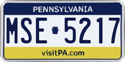PA license plate MSE5217