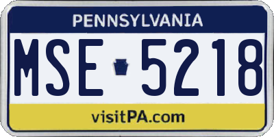PA license plate MSE5218