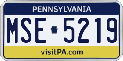 PA license plate MSE5219