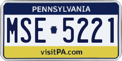 PA license plate MSE5221