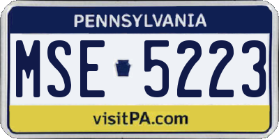 PA license plate MSE5223