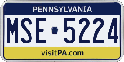 PA license plate MSE5224