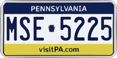 PA license plate MSE5225