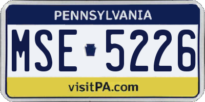 PA license plate MSE5226