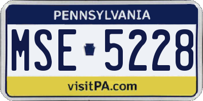 PA license plate MSE5228