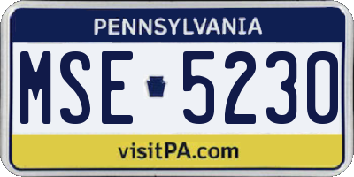 PA license plate MSE5230