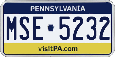 PA license plate MSE5232