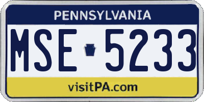 PA license plate MSE5233