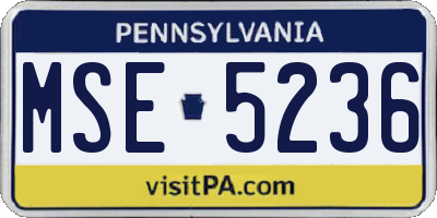 PA license plate MSE5236