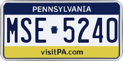 PA license plate MSE5240