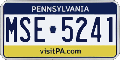 PA license plate MSE5241