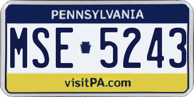 PA license plate MSE5243