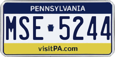PA license plate MSE5244