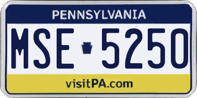 PA license plate MSE5250