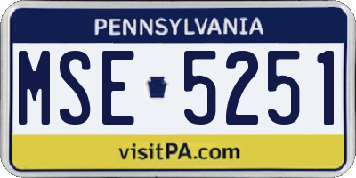 PA license plate MSE5251