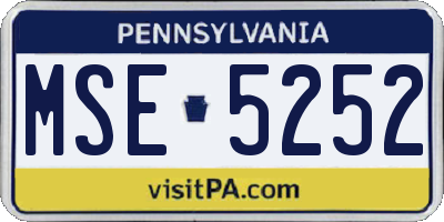PA license plate MSE5252