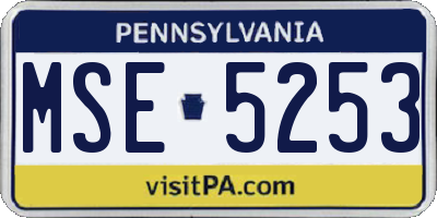 PA license plate MSE5253
