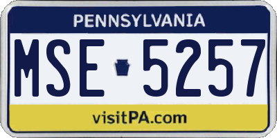 PA license plate MSE5257
