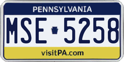 PA license plate MSE5258