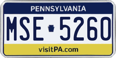 PA license plate MSE5260