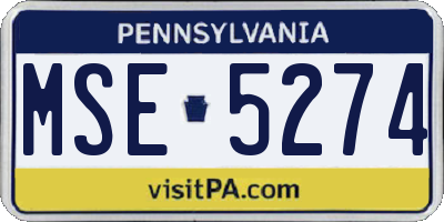 PA license plate MSE5274