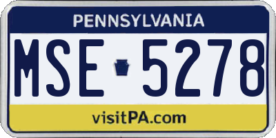 PA license plate MSE5278