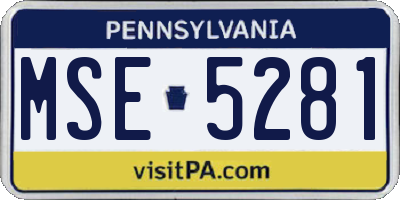PA license plate MSE5281