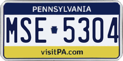 PA license plate MSE5304