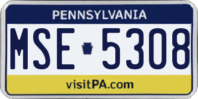 PA license plate MSE5308
