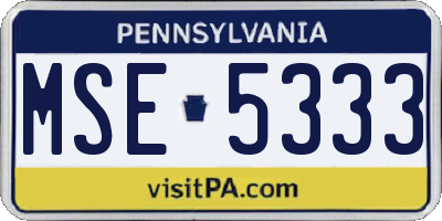 PA license plate MSE5333