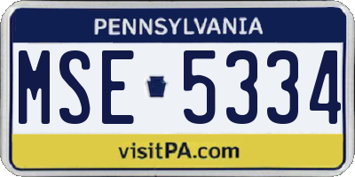 PA license plate MSE5334