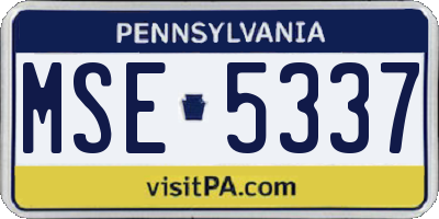 PA license plate MSE5337