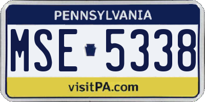 PA license plate MSE5338