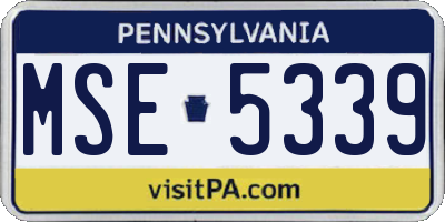 PA license plate MSE5339