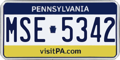 PA license plate MSE5342