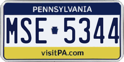 PA license plate MSE5344