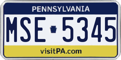 PA license plate MSE5345
