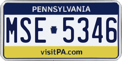 PA license plate MSE5346