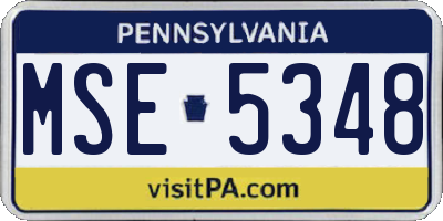 PA license plate MSE5348